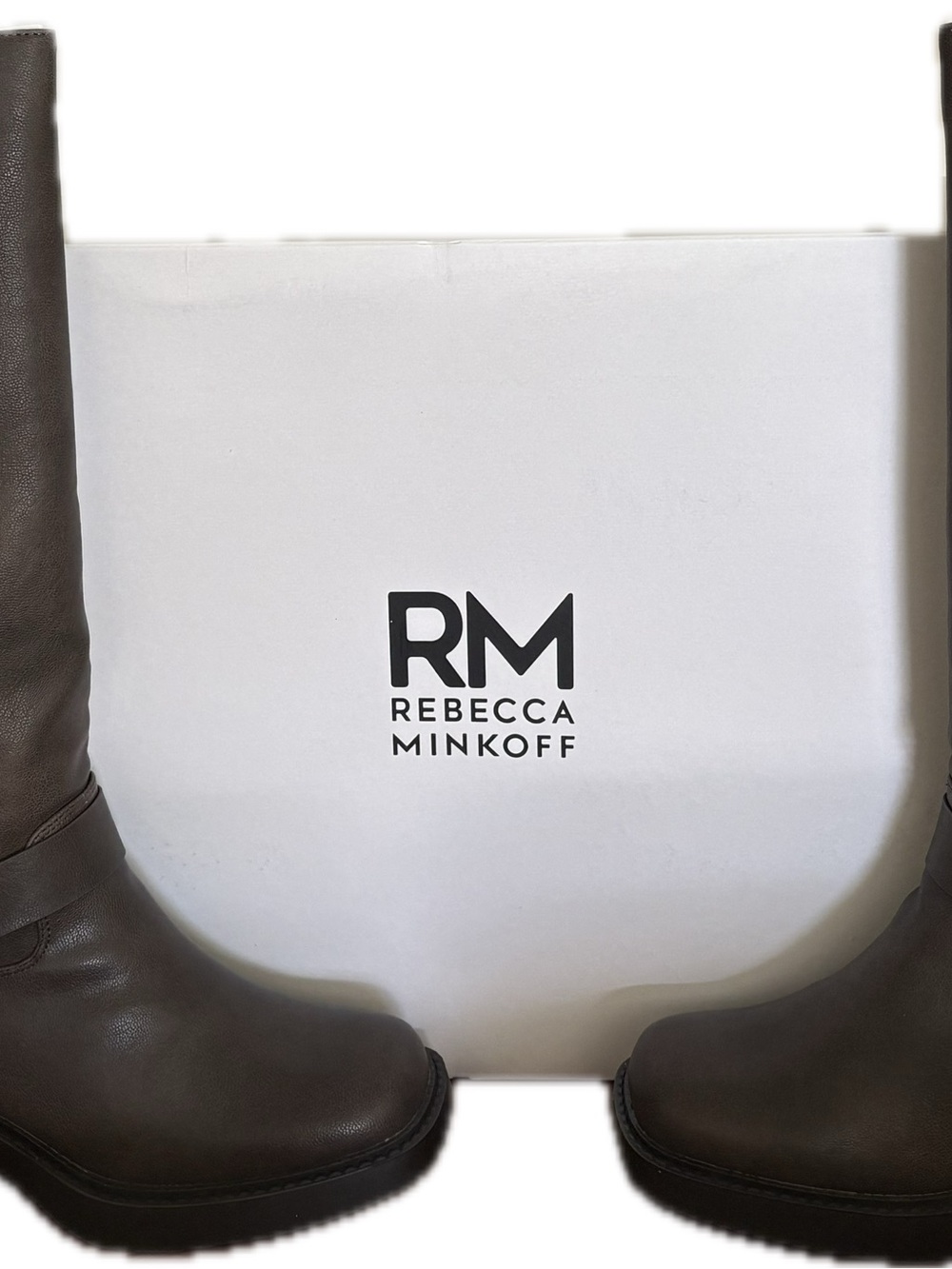RM Rebecca Minkoff Sona Stacked Heel Motorcycle Boots Brown/Calf Sz 7M NWT - Picture 6 of 7